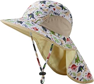 BASSDASH Kids UPF 50+ Wide Brim Sun Hat with Neck Flap Lightweight Cooling Performance Toddler Girls Boys Outdoor Play Hats
