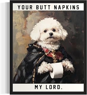 Bichon Frise Gothic Bathroom Unframed Wall Art Print Poster, Dog Pet Lover Picture Painting Artwork Bedroom Living Room Office Dining Room 150C (Bichon Frise Gothic Bathroom, 10"L x 8"W, Unframed)