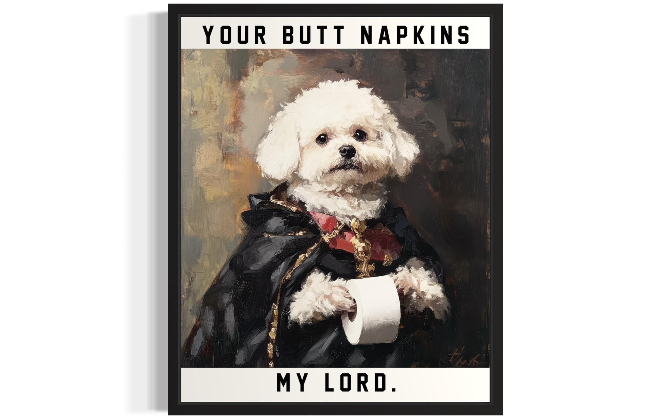 Bichon Frise Gothic Bathroom Unframed Wall Art Print Poster, Dog Pet Lover Pictu