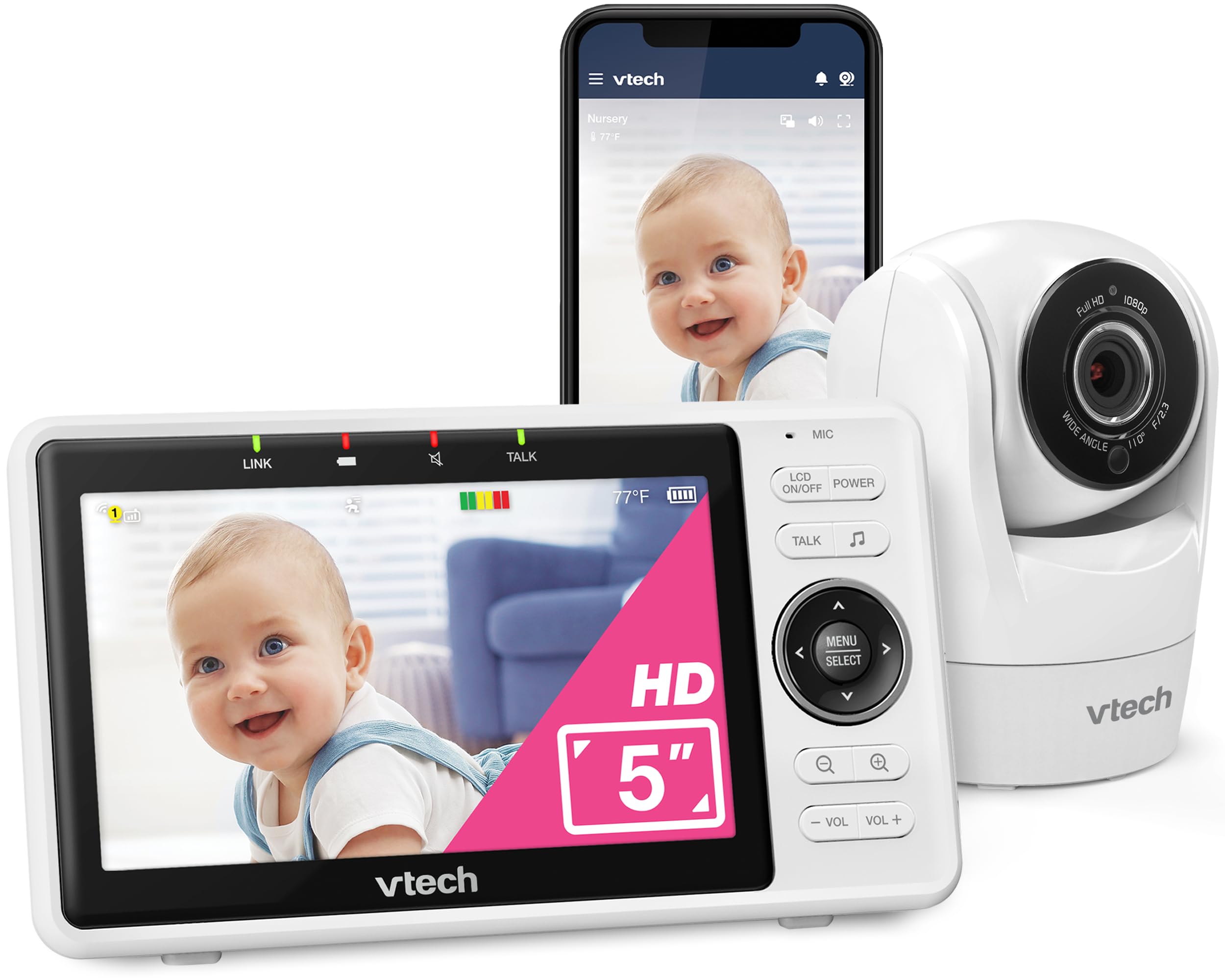 VTech Smart WiFi Baby Monitor – See Your Baby at Home or from Anywhere, Free App
