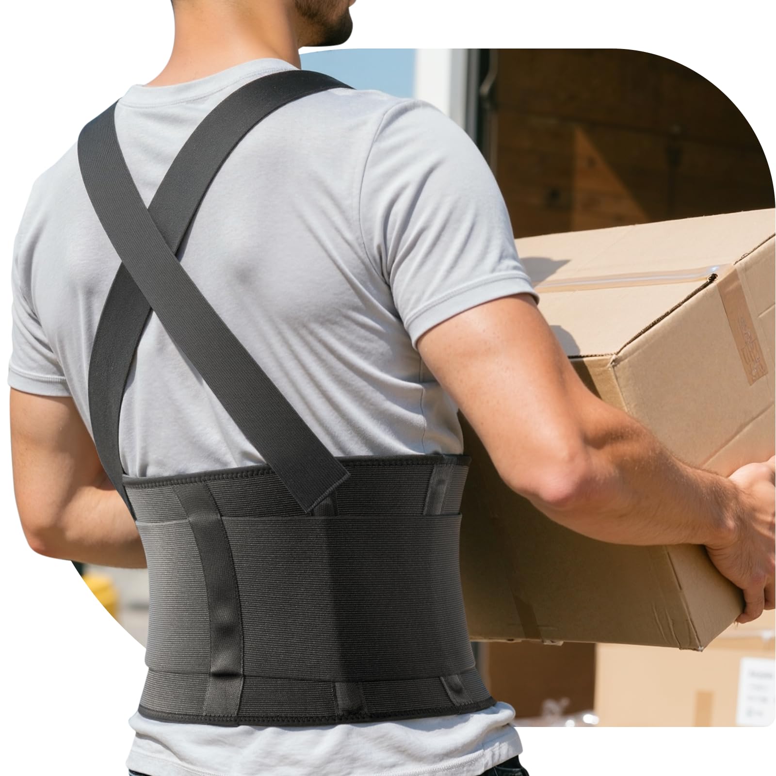 Work Back Brace for Men & Women, Adjustable Lower Back Support Belt | for Sciati