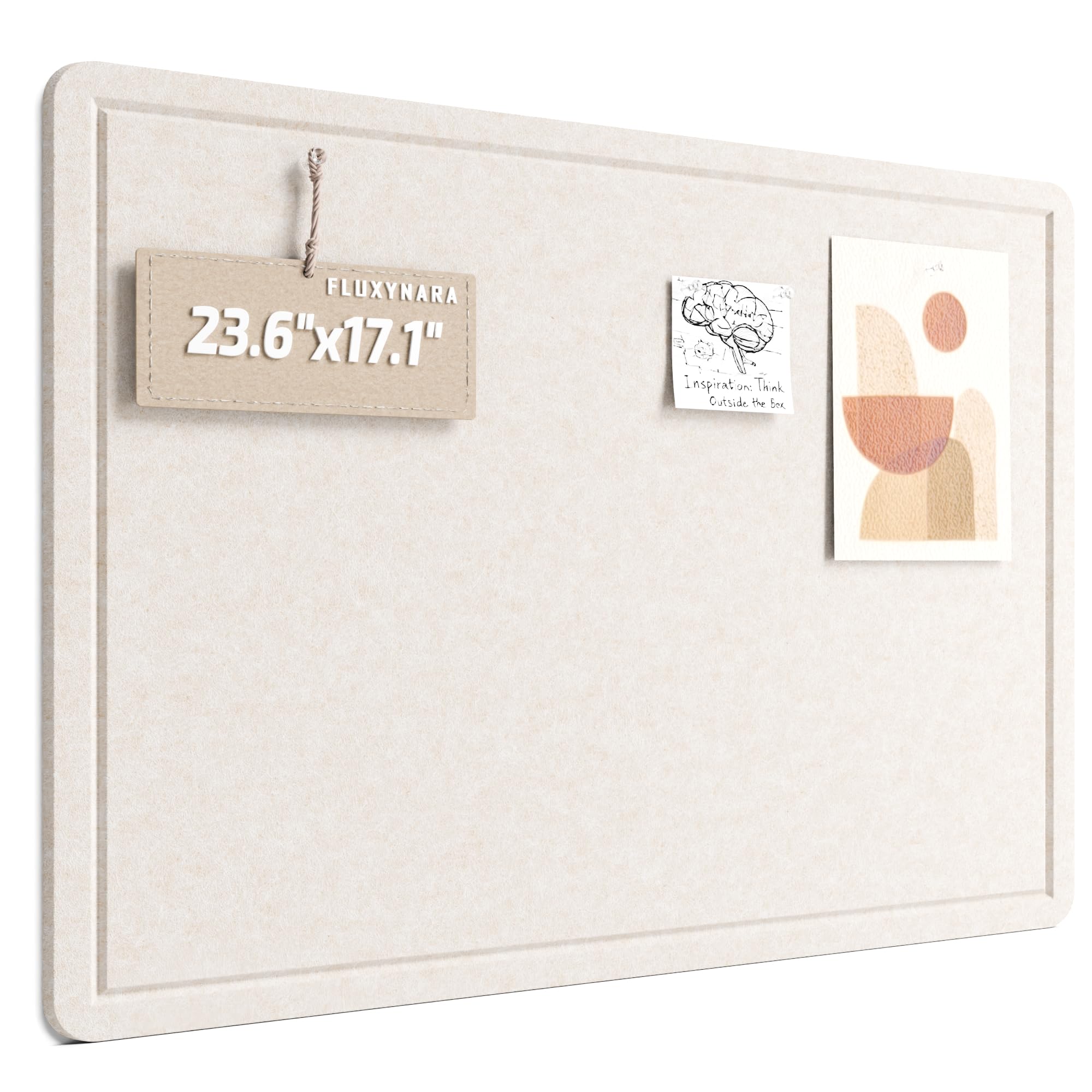 Fluxynara 23.6" x 17.1" Bulletin Board, Oatmeal | Cork Board Alternative with 12