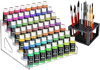 UpChoNice 7-Layer Clear Acrylic Paint Holder Storage & Brush Organizer | Easy Assemble Nail Polish Rack, Miniature Hobby Paint Bottle Supply for Small Airbrush Model Paints, Alcohol Ink Display