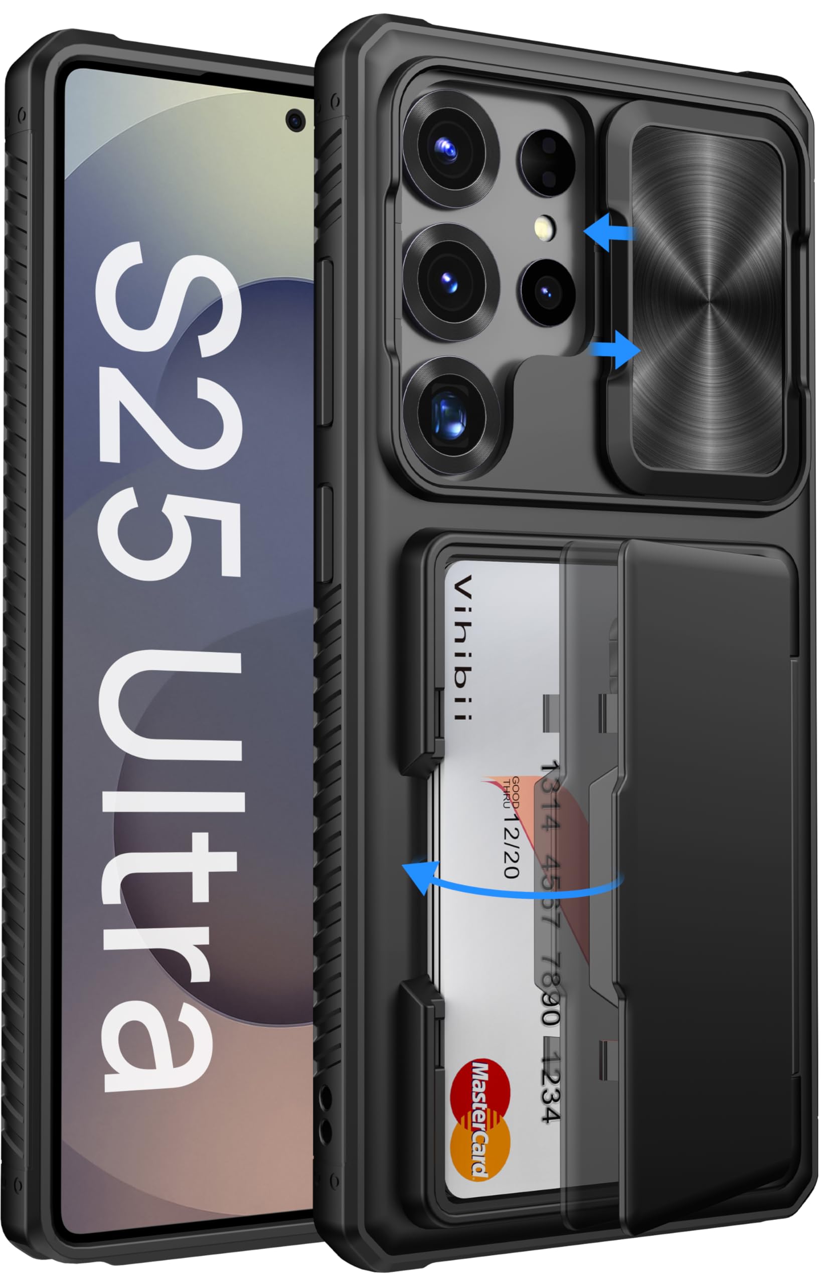 Vihibii for Samsung Galaxy S25 Ultra Case Wallet with Card Holder, Black | RFID 