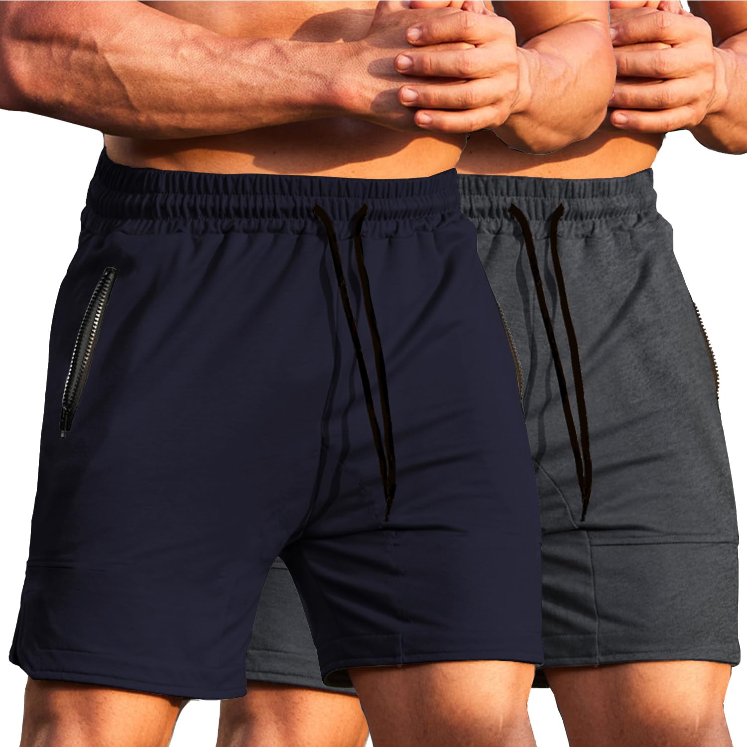 COOFANDY Mens Gym Workout Shorts - Fitted Weight Lifting Shorts with Zipper Pock