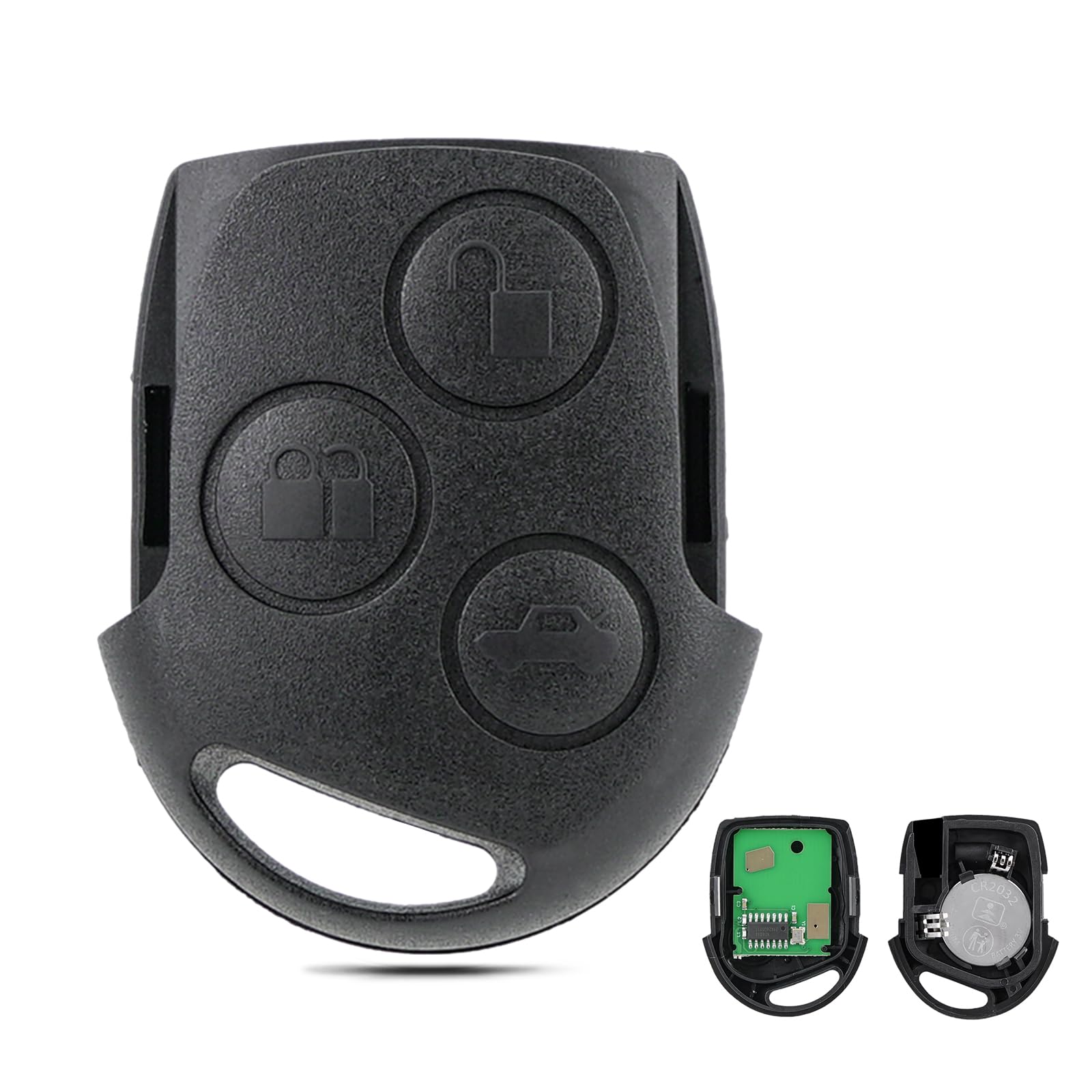 3 Button Remote Key Fob Replacement Black Head for Ford Fiesta MK6 Focus MK2 Mon