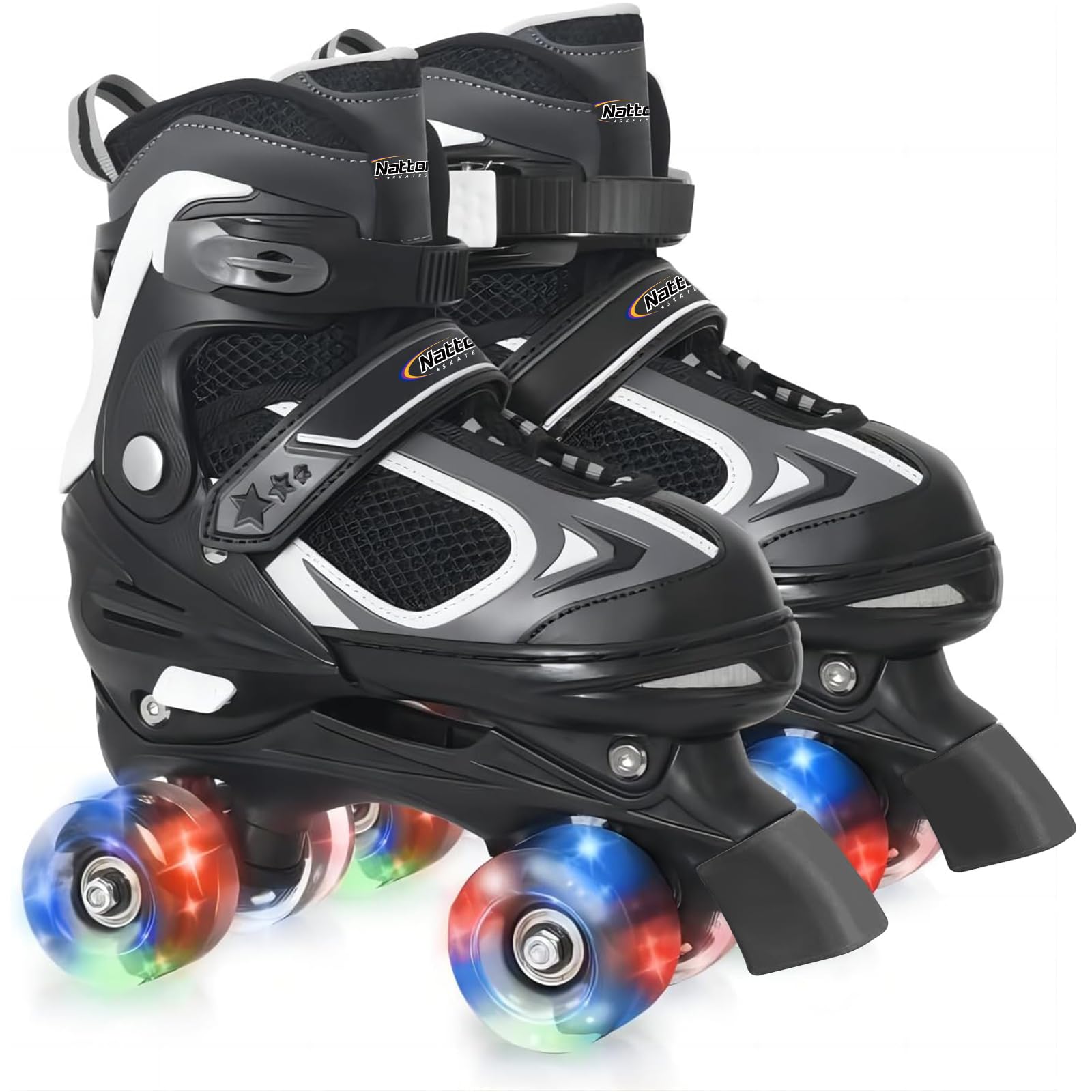 Nattork Kids Roller Skates for Boys Girls Kids, 4 Sizes Adjustable Quad Skates w