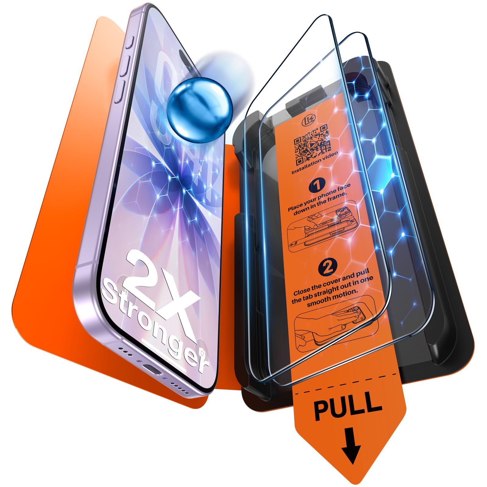 LK for iPhone 17 Screen Protector, 1-Step Install [Auto-Dust] | Anti-Scratch Bub