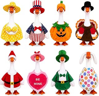 Funle 7 Inch Desk Goose Outfits, 8-Pack Seasonal Holiday Clothes | Mini Desk Goose Outfits for Multiple Holidays, Halloween, Thanksgiving & Christmas, Desk Decor, Gifts for Goose Lovers