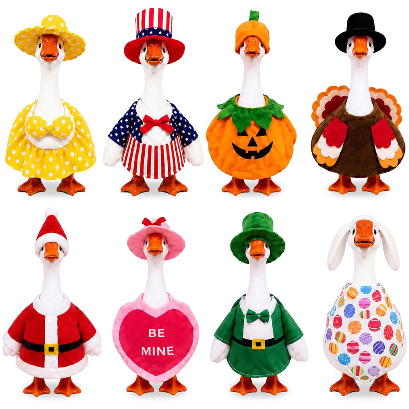 Funle 7 Inch Desk Goose Outfits, 8-Pack Seasonal Holiday Clothes | Mini Desk Goo