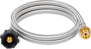 SHINESTAR 5FT Propane Hose Adapter Tank Stainless Steel Braided | Converts 1lb Appliances to 5-40lb Tanks for Coleman Stove, Blackstone Griddle, Buddy Heater, Weber Traveler, Weber Q