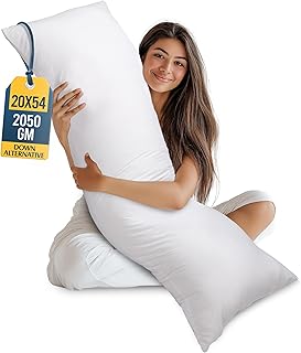 Utopia Bedding Full Body Pillow for Side Sleeper, White Long Pillow for Bed | Large Body pillows for Adults, Plush Support, Pregnancy Pillow Insert for sleeping, helps maintain body contour, 20x54 inches