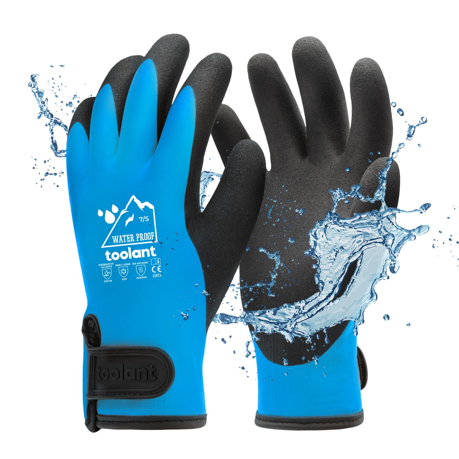 toolant 100% Waterproof Touch Screen Work Gloves Blue S Pair