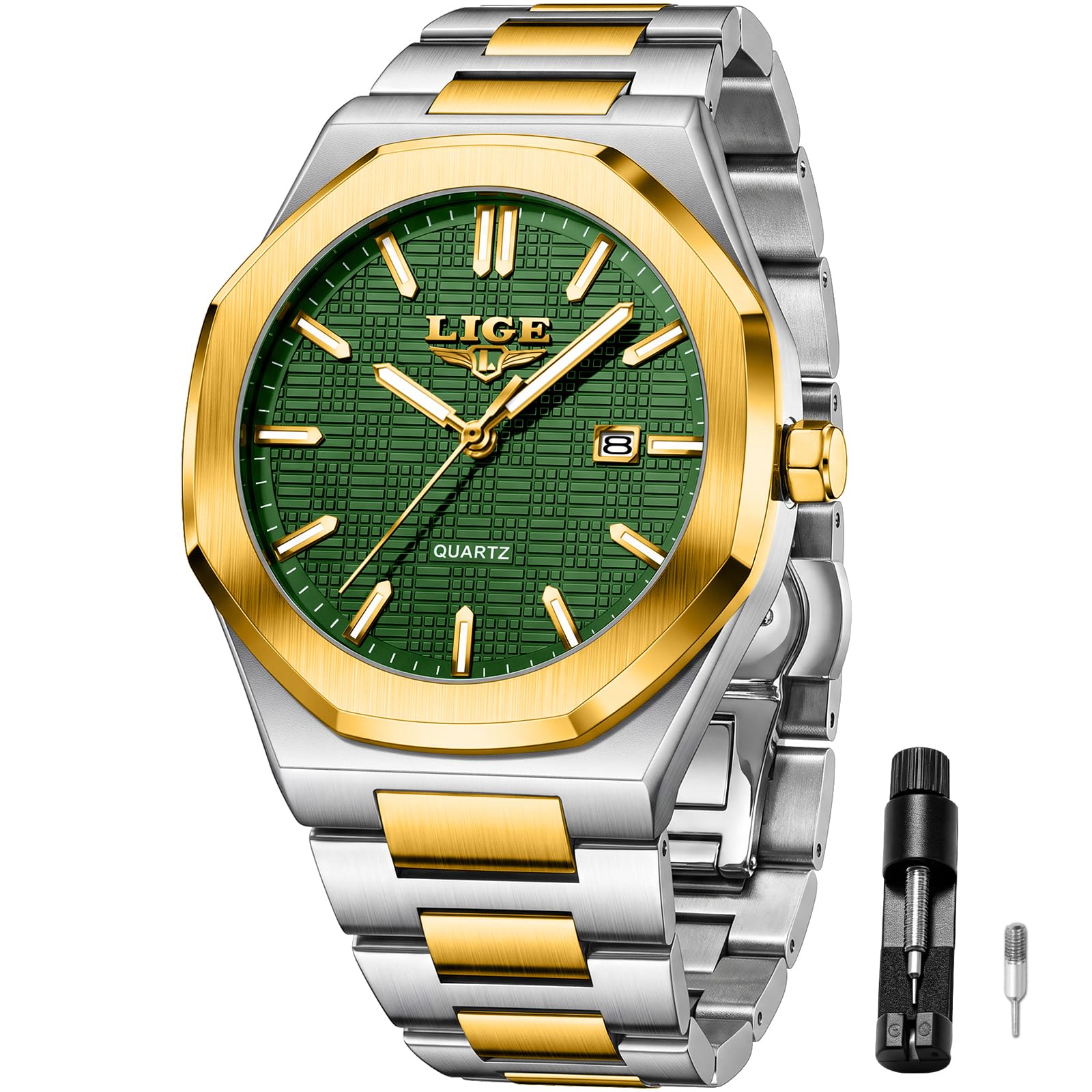 LIGE Quartz Watch for Men - Analogue Designer Big Face Mens Wrist Watches