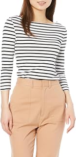 Amazon Essentials Women's Boat Neck Slim Fit 3/4 Sleeve T-Shirt