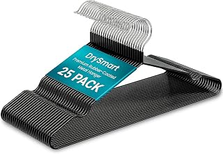 Premium Rubber-Coated Metal Clothes Hangers – Heavy-Duty, Non-Slip, Space-Saving Coat Hangers for Adults, Ideal for Shirts, Suits, Jackets & Wardrobes (Black, 25 Pack)