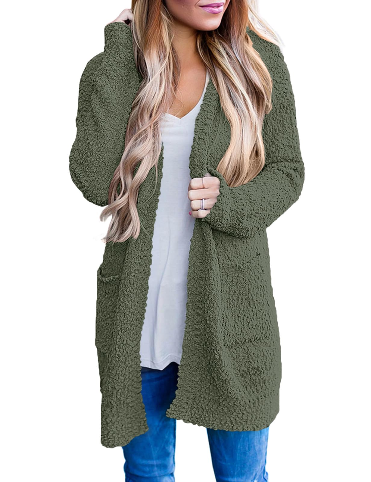 MEROKEETY Women's Long Sleeve Soft Chunky Knit Pullover Open Front Cardigan Outw