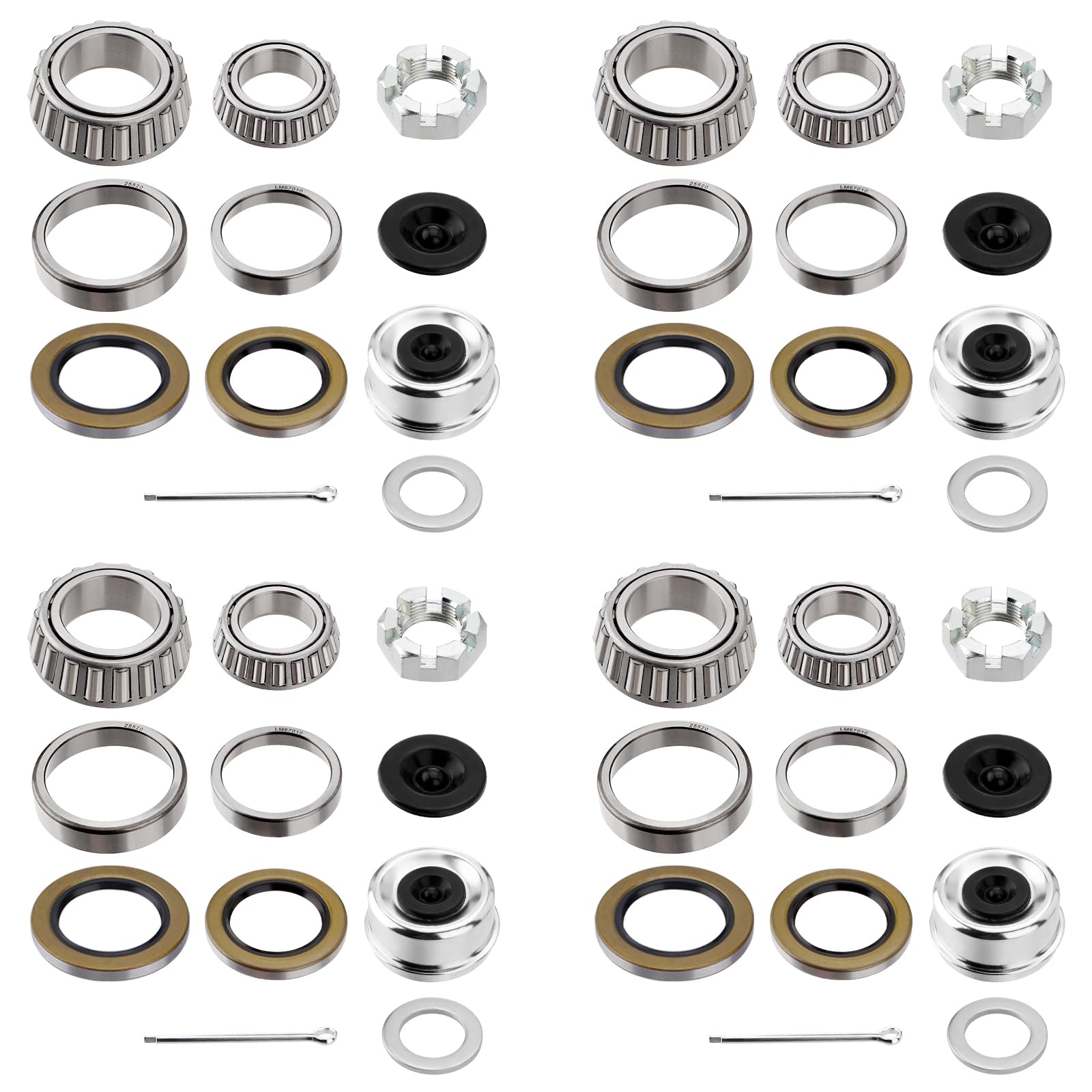 4 Sets Trailer Hub Wheel Bearing Kit 25580/25520 LM67048/LM67010