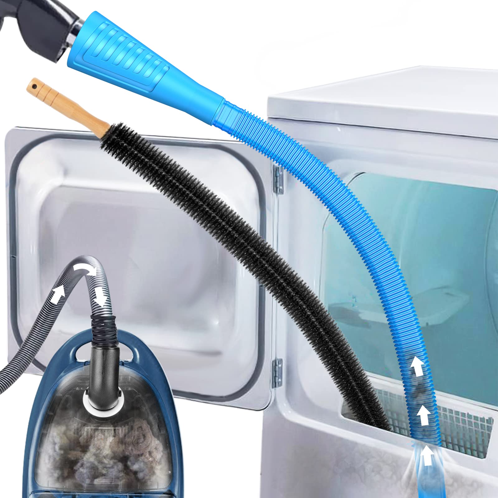 Sealegend 2 Pieces Dryer Vent Cleaning Kit, Flexible Lint Vacuum Hose Attachment