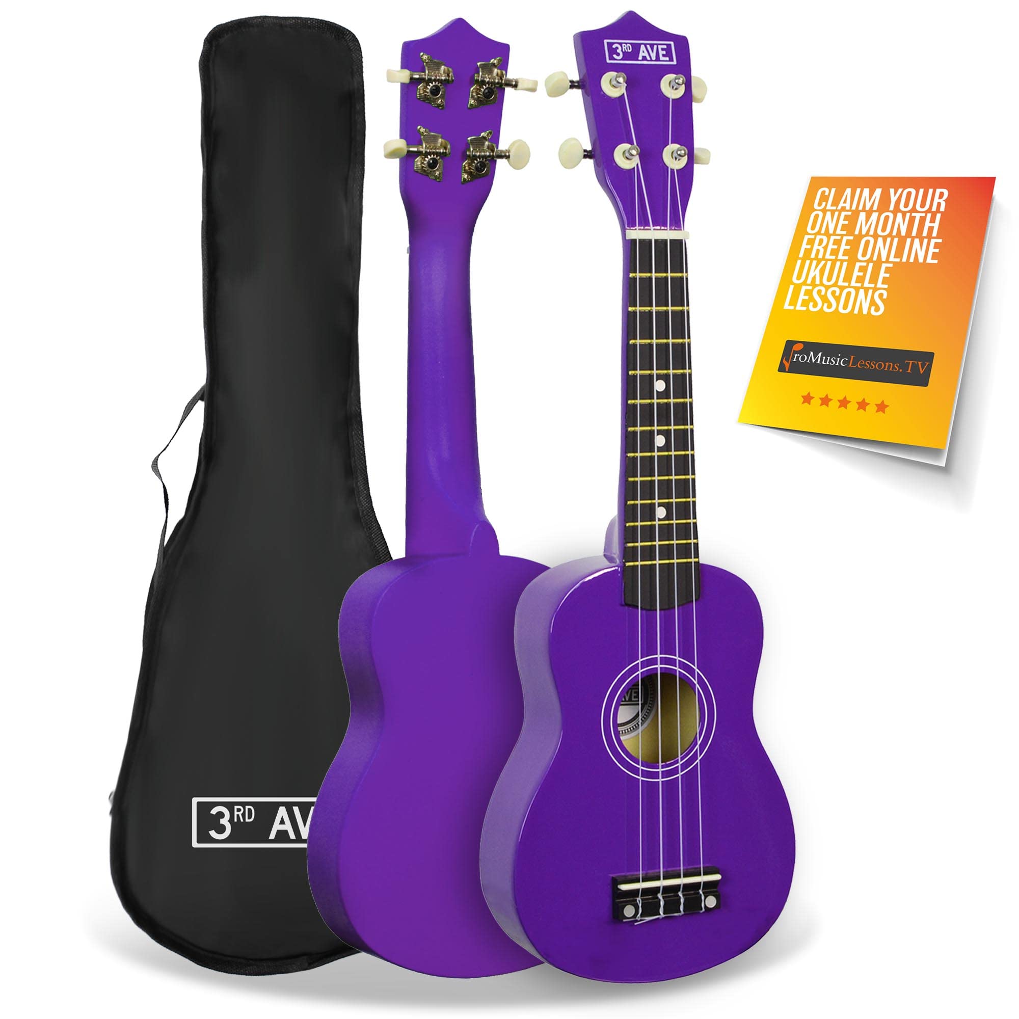3rd Avenue Soprano Ukulele Beginner 21 Inch 4 Nylon Strings with Free Uke Bag – 
