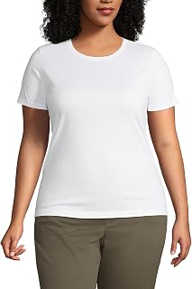 Lands' End - Women’s Short Sleeve Crew Neck T-Shirt - 100% Supima Cotton - Short Sleeves - Easy Care - Relaxed Fit - Ladies Tops, Women's Clothing