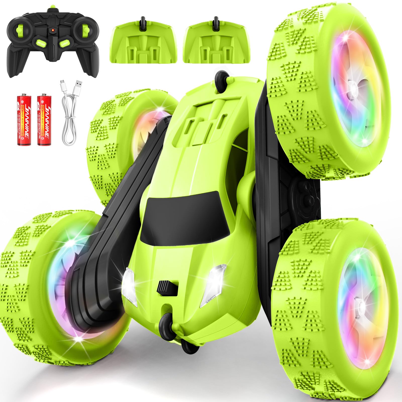 FDCTR Remote Control Car, Stunt RC Cars, 2.4GHz Double Sided 360° Flips RC Crawl