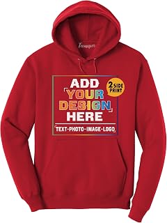TEEAMORE Men Women Custom Hoodie Add Your Logo Photo Image Text Design Your Own Front and Back
