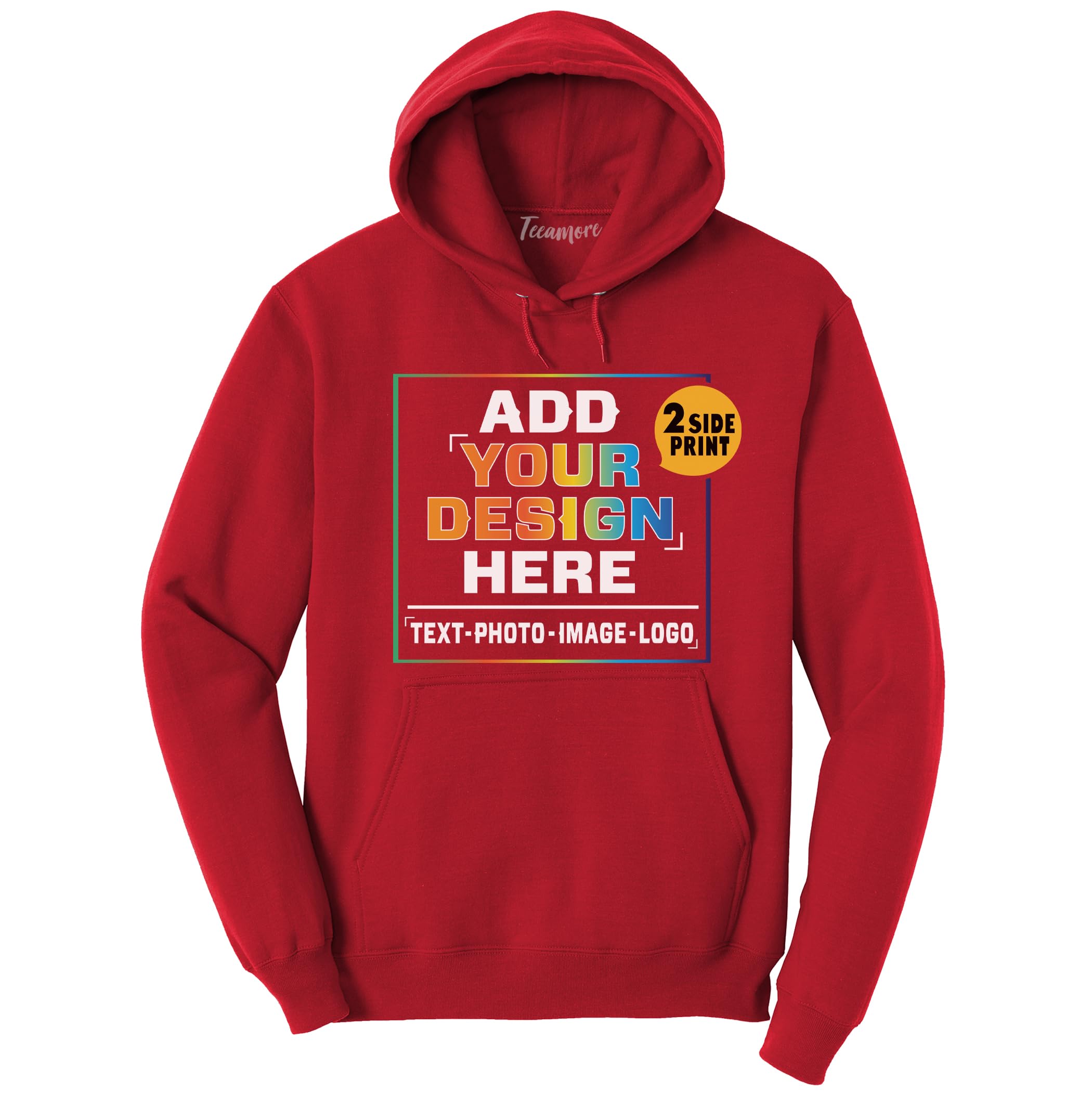 TEEAMORE Men Women Custom Hoodie Add Your Logo Photo Image Text Design Your Own 