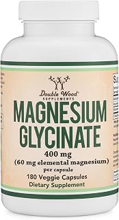 Magnesium Glycinate 400mg, Chelated Magnesium Supplement, 180 Capsules | Highly Bioavailable Bisglycinate, Magnesium Supplement with 60mg Elemental Magnesium, Gentle on Stomach, Third-Party Tested