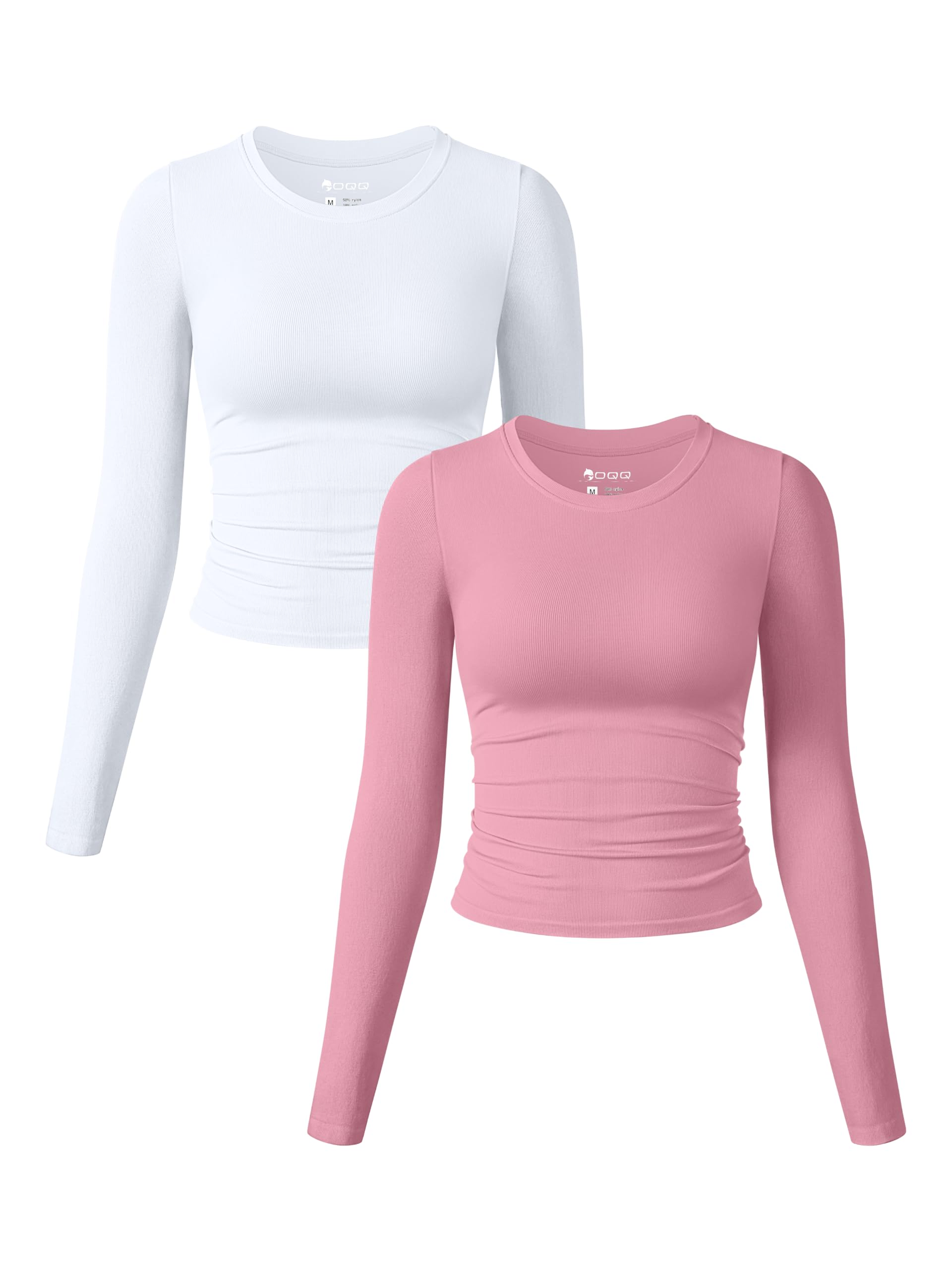 OQQ Womens 2 Piece Shirts Long Sleeve Crew Neck Tops