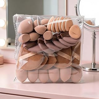 35 Pcs Beauty Blender Makeup Sponge, Makeup Sponge Puff, Smooth Finish for Perfect Makeup, Non-Latex Makeup Applicator for Foundation & Concealer (Coffee)
