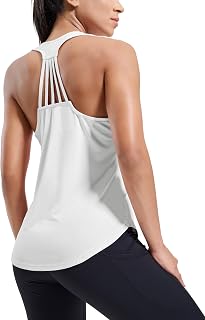 MIER workout tank tops for women yoga athletics running dry fit racerback soft gym crew neck