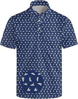 Golf Polo Shirts for Men Funny Print Short Sleeve Golf Shirts Performance Golf Polos