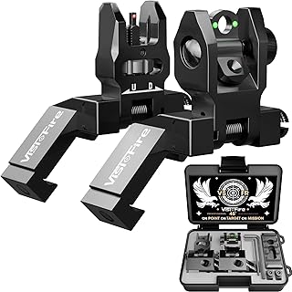 Visiofire 45 Degree Offset Iron Sights| Flip Up Fiber Optic Sights with Red Green Dots| Tool-Free Adjustable Back Up Canted Iron Sights Rapid Transition