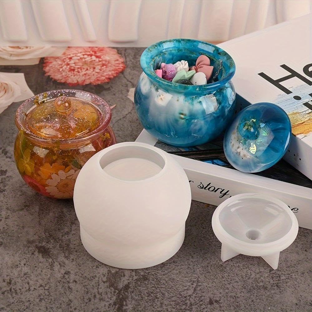 1PC Silicone Jar Mold, Resin with Lid, Epoxy Resin Molds for DIY Jewelry Making 