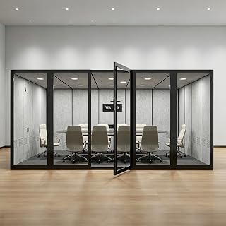 Soundproof Office Pod Booth.196w157D 88H Inches for Meeting Workspace | Private Workspace, Sound Booth with Ventilation Fans,US Plugs,LED Lights, Acoustic Panels