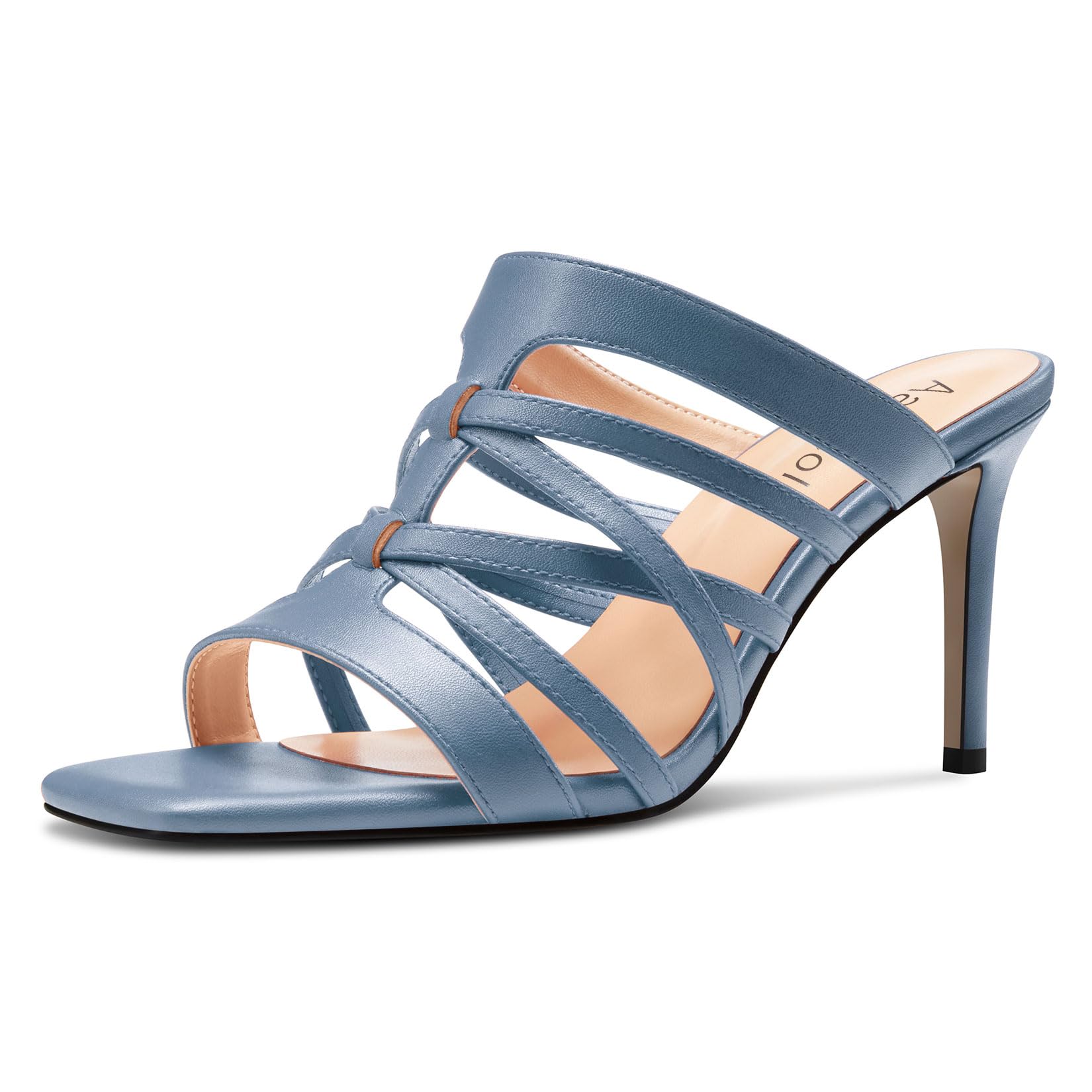 Aachcol Women's Medium Heel Open Heel Square Toe Sandals Slip-on Wedding Summer 