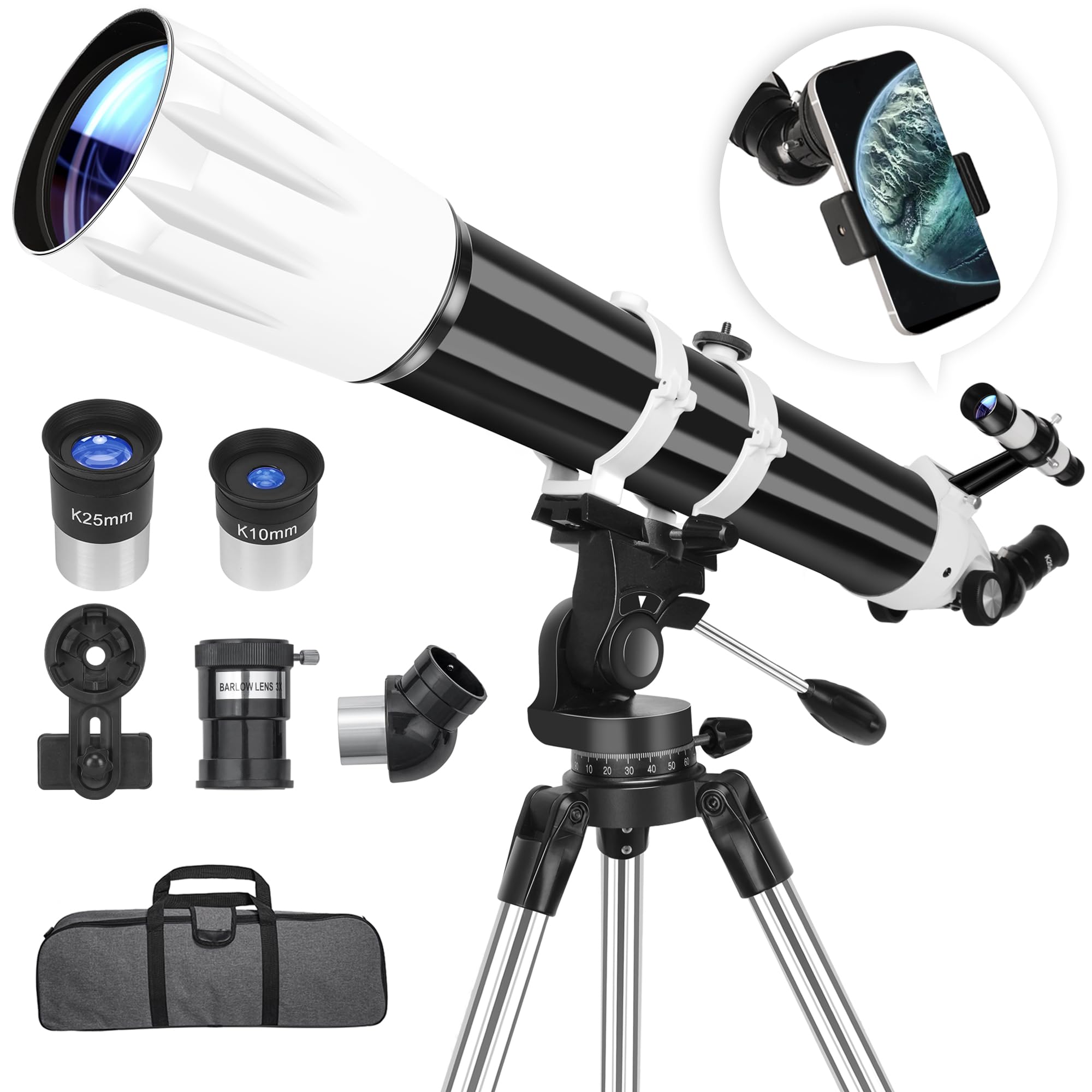Hawkko 90mm Aperture 900mm Telescope for Adults High Powered - Professional Mult