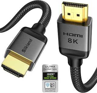 Silkland Certified HDMI 2.1 Cable Ultra High Speed 48Gbps Braided HDR 6.6FT | 4K@240Hz 144Hz 120Hz, 8K@60Hz, 1440P, HDR10+, eARC, HDCP 2.3, Dolby Atmos, DTS:X, Xbox, PS5, PS4, Roku TV, Monitor, PC TV