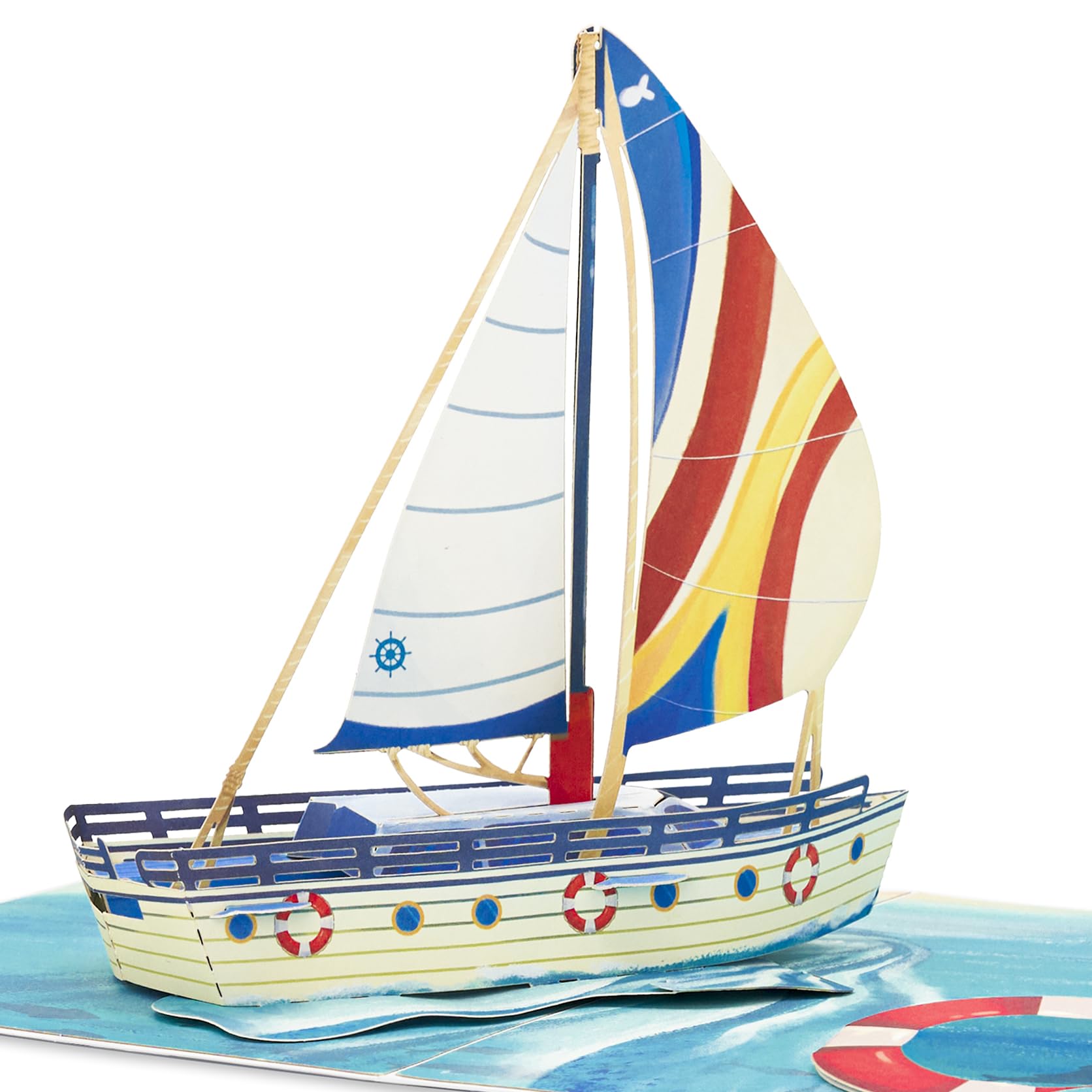 POPWOW Sailboat Pop Up Card, 5x7 Inch 3D Greeting Card, Travel and New Adventure