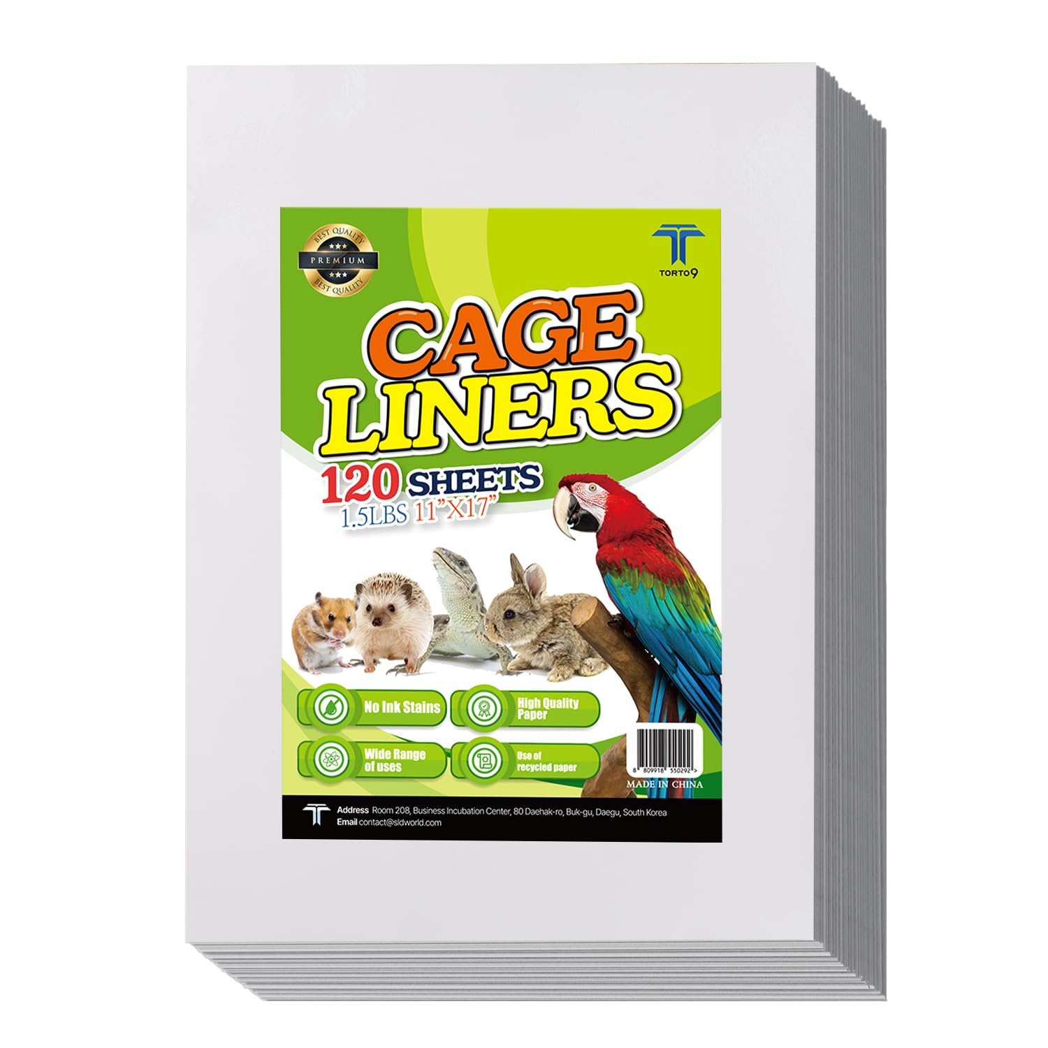 TORTO9 Cage Liner Sheets for Birds – 120 Pack, 11 x 17 in, 1.5 lb | Acid-Free & 