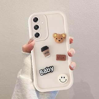 Coalbooliy Case for Samsung Galaxy A16 5G 6.7 inch, Cell Phone White Soft Silicone Phone Cover Aesthetic Model Plush Bear 3D Designs Protection Camera Shockproof Case, 03