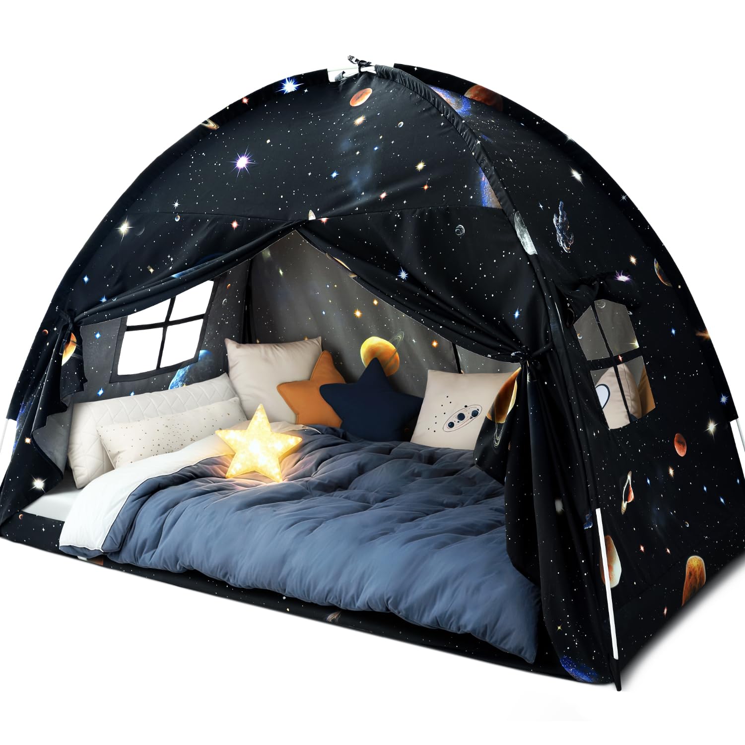Twin Bed Toddler Canopy Tent, Kids Indoor Canopy Space Galaxy Sleep Tent | Twin 