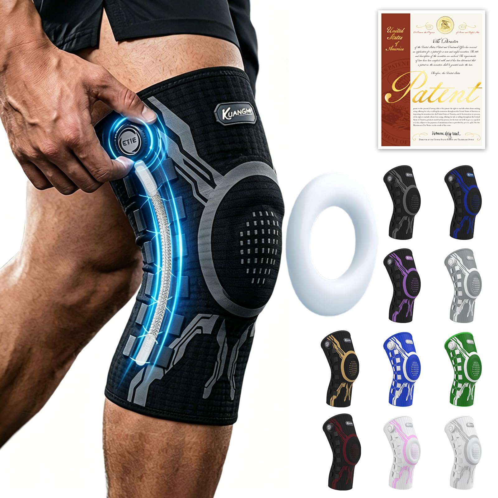 Kuangmi Knob Knee Brace for Pain Relief, Knee Support with Patella Gel Pad & Sid