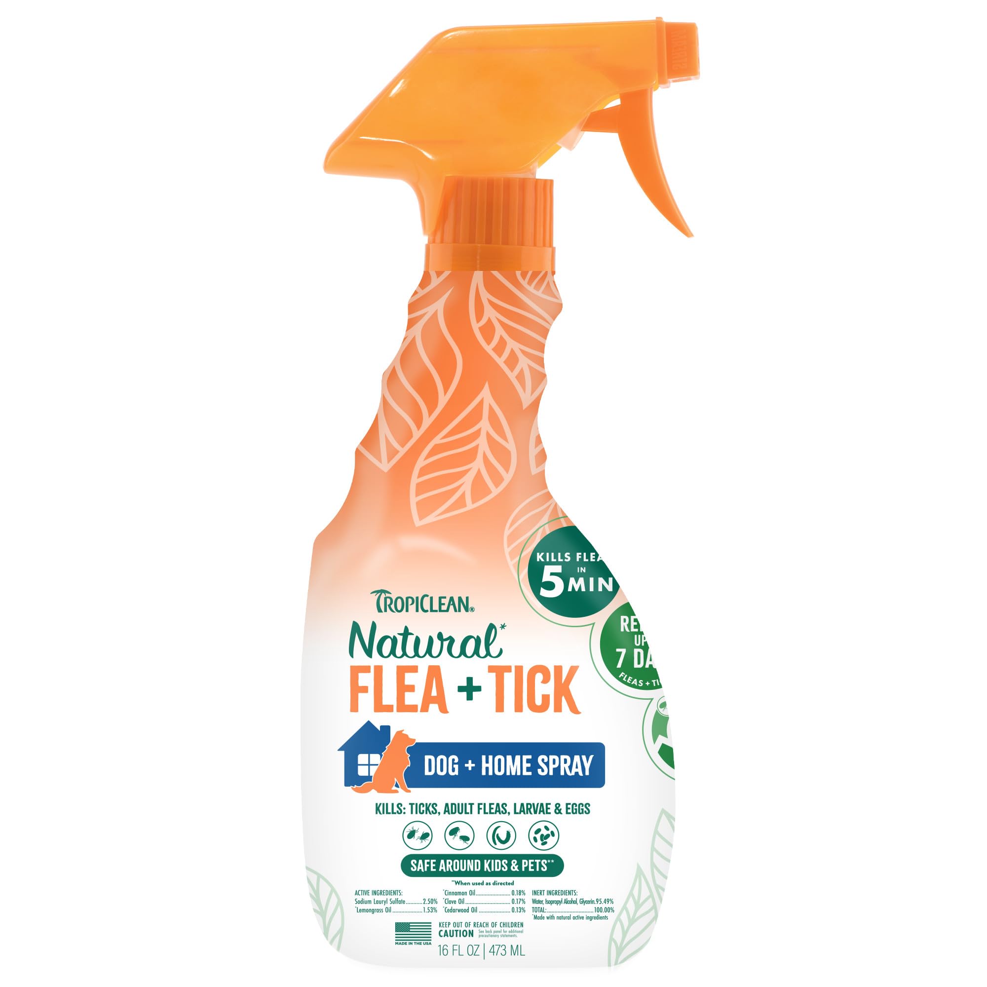 TropiClean Maximum Strength Flea Spray for Dogs and Home, 16oz | flea spray