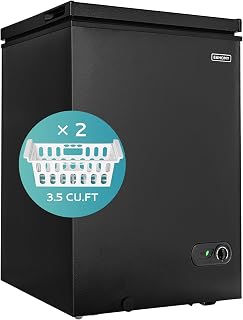 EUHOMY 3.5 Cu.Ft Chest Freezer, Deep Freezer Top Door, Black | 7-Level Thermostat, 6°F to 10°F, Storage Basket, Energy Efficient, 38 dB, Dorm Use, Apartment Use