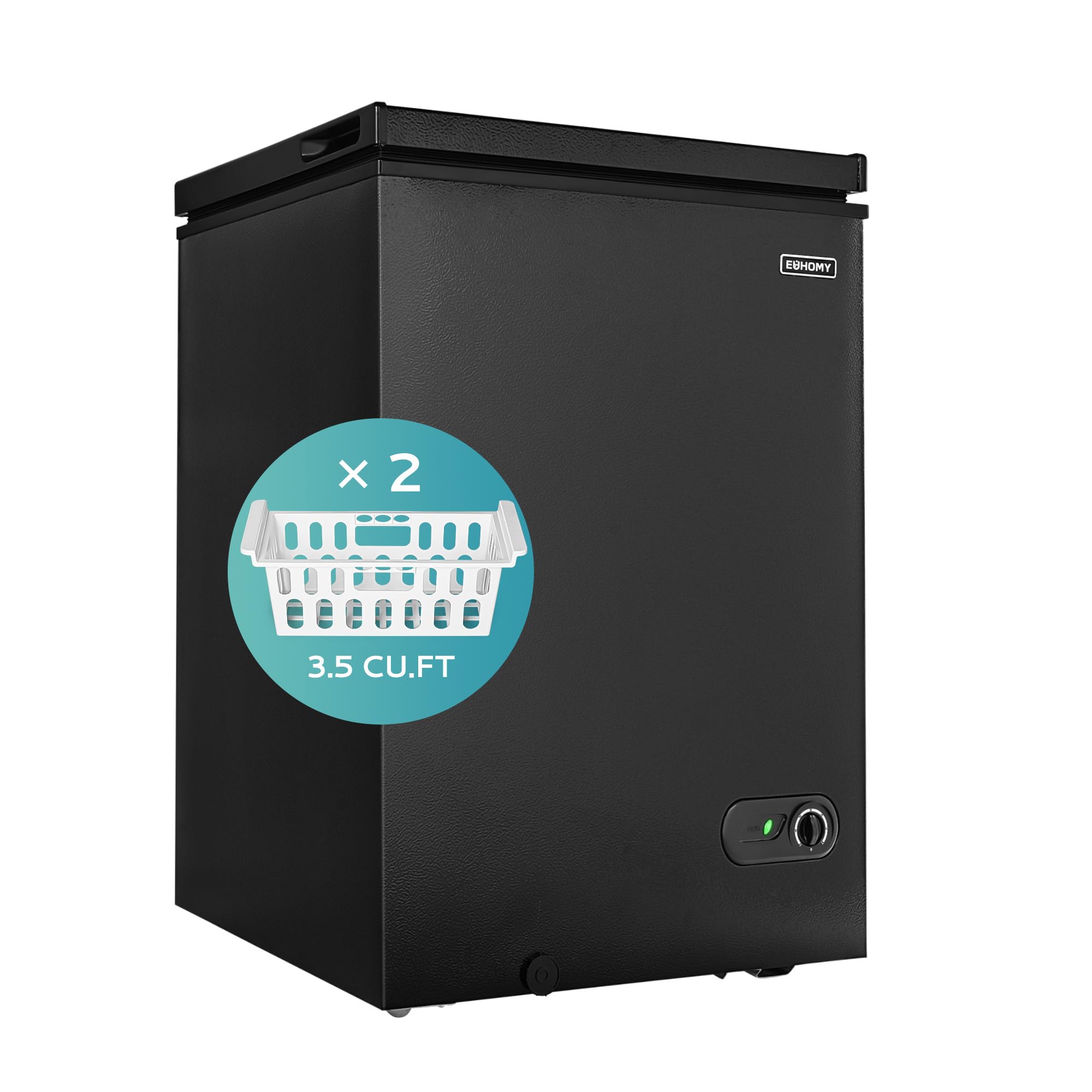 EUHOMY 3.5 Cu.Ft Chest Freezer, Deep Freezer Top Door, Black | 7-Level Thermosta