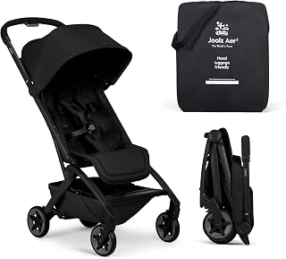 Joolz Aer2 Lightweight Travel Stroller for Baby &amp; Toddler – One-Hand Fold, Compact Carry-On Airplane Approved, Reclining Seat, UPF 50+ Canopy, Travel Pouch, Baby Net – Space Black