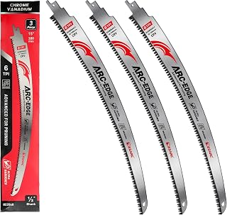 EZARC Arc Edge Reciprocating Saw Blades, 15-Inch 6TPI for Pruning, 3-Pack | Extra-Long Arc Edge, Japanese Teeth, Fleam Ground Teeth, Deep Gullets, Up to 3x Life, for Tree Trimming, Larger Branches