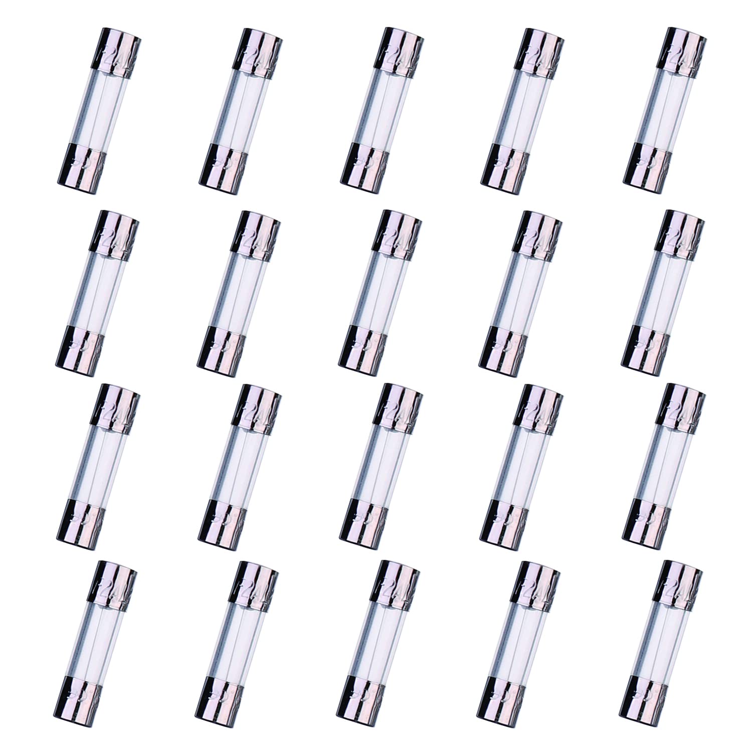 HUAREW F2AL250V 20 Pcs 5x20mm Fast-Blow Glass Fuse 2A 250V 0.2x0.78 inch time de